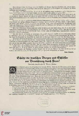 35: Schützt die deutschen Burgen und Schlösser vor der Vernichtung durch Feuer!