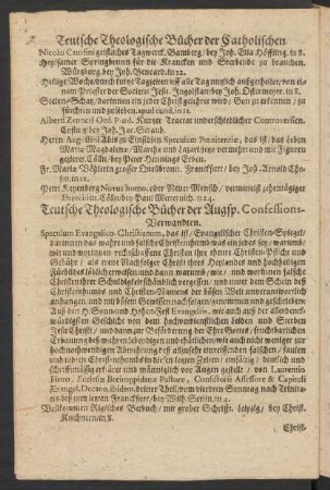 Teutsche Theologische Bücher der Catholischen.