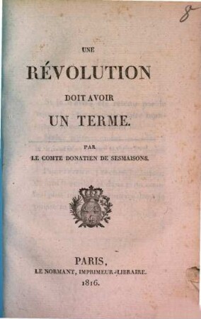 Une révolution doit avoir un terme