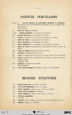 Bronzes - Sculptures (Nr. 89-125)