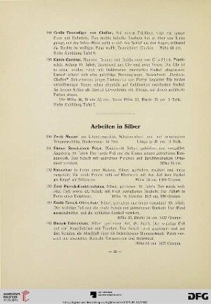 Arbeiten in Silber (Nr. 190-203)