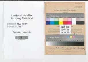 Entnazifizierung Heinrich Franke , geb. 23.01.1915 (Obersteuermann)