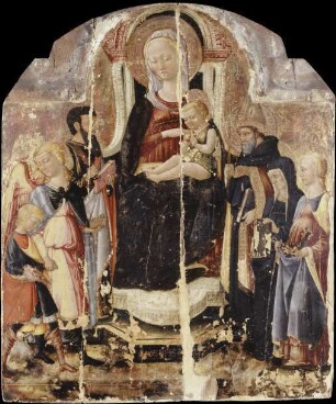 Thronende Madonna mit Kind und Heiligen