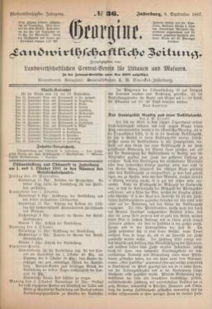 Fünfundfünfzigster Jahrgang. No. 36. Insterburg, 8. September 1887.
