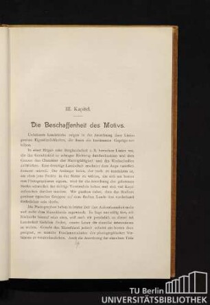 III. Kapitel. Die Beschaffenheit des Motivs.