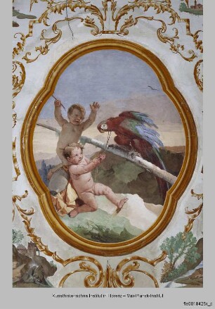 Stanza dei Putti : Zwei Putten mit Papagei