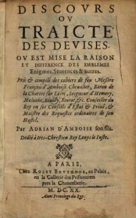 Discours ... des devises