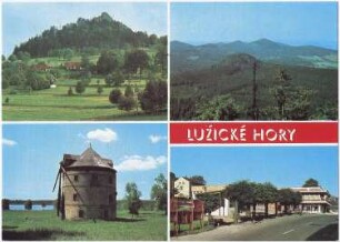 Horni Podluzi (Obergrund)-Svetlik (Lichtenberg). Lichtenberger Holländermühle, u.a., Ansichtskarte, color