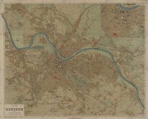 Stadtplan von Dresden, 1:15 000, Lithographie, ca. 1913