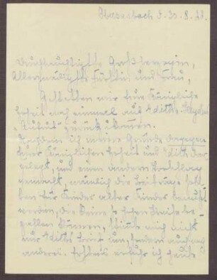 Schreiben von Emilie Göler an die Großherzogin Luise; Aufruf von Edith von Heyden; Schließung des Pensionats während der Sommerzeit