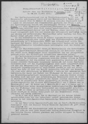 Schura mit Durchhausen: Visitationsbericht mit Pfarrbericht 1951