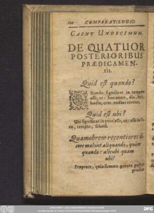 Caput Undecimum. De Quatuor Posterioribus Praedicamentis.