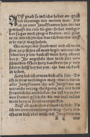 AVff gnad so wil ichs heben an/ groß || lieb bezwingt mir meinen mut/