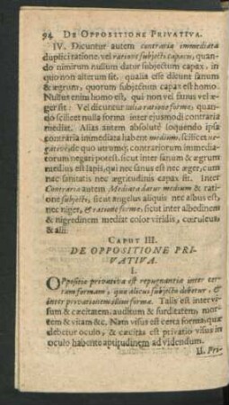Caput III. De Oppositione Privativa.