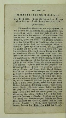 III. Abschnitt. Vom Anfange der Kreuzzüge bis zur Entdeckung von Amerika. (1096 - 1492.)