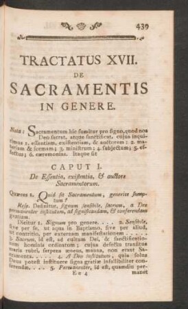 Tractatus XVII. De Sacramentis In Genere.