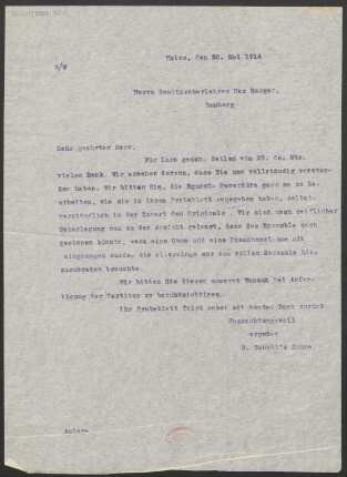 Brief an Max Burger : 30.05.1914