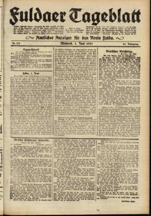 Ausgabe vom Mittwoch, den 01. Juni 1921.
