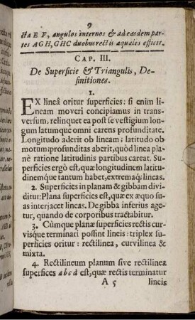 Cap. III. De Superficie & Triangulis, Definitiones.