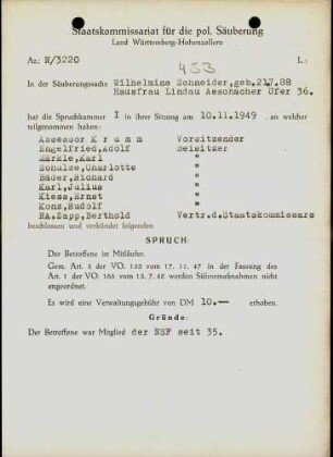 Schneider, Wilhelmine