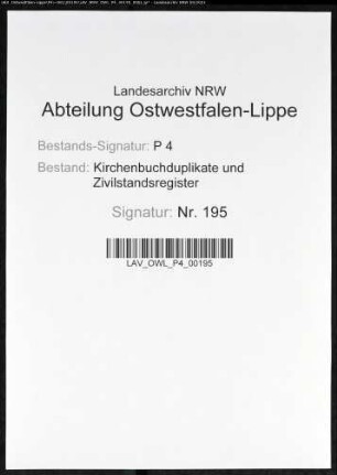 Zivilstandsregister von Lütgendortmund (G 1812). (Gemeinde: Lütgendortmund, Stadt Dortmund)