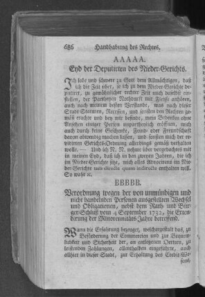 AAAAA. Eyd der Deputirten des Nieder=Gerichts.