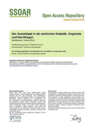 Der Sozialstaat in der amtlichen Statistik: Angebote und Nachfragen