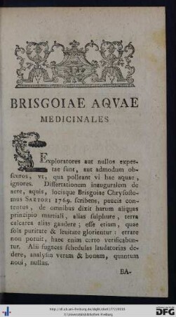 Dissertatio Inauguralis, Medico-Chemica De Austriaci Imperii Aquis Medicatis Brisgoiae, Carinthiae Carnioliae, Styriae, Tyrolis, Et Nonnullis Aliis.