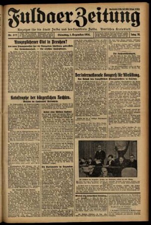 Erste Ausgabe vom Dienstag, den 01. Dezember 1931.