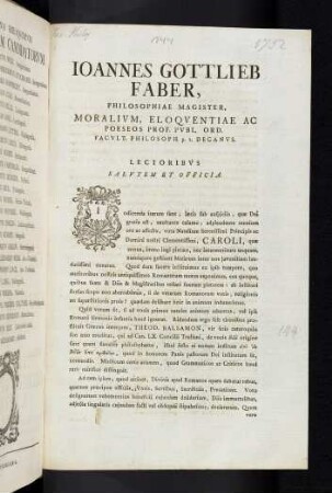 Ioannes Gottlieb Faber, ...