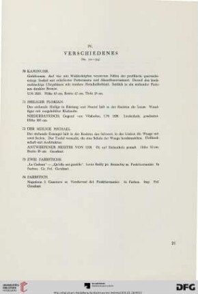 IV. Verschiedenes (Nr. 70-74)