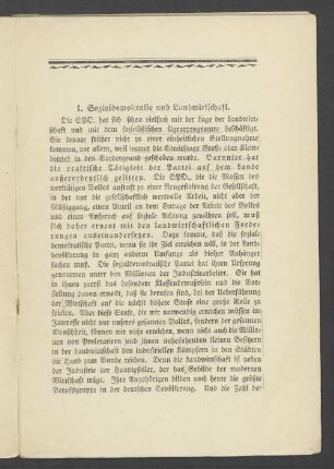 1. Sozialdemokratie und Landwirtschaft