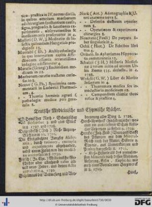 Teutsche Medicinische und Chymische Bücher.