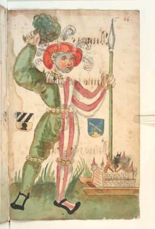 Schembartläufer mit Wappen und Hölle: Glücksrad, 1523