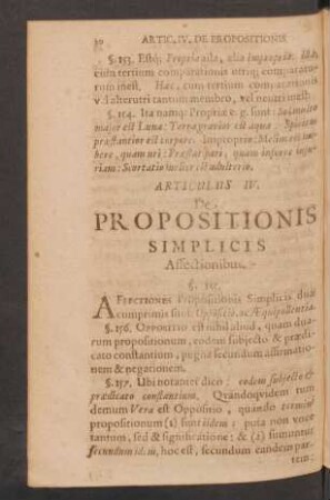 Articulus IV. De Propositionis Simplicis Affectionibus.
