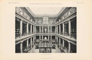 Kunstgewerbemuseum und Kunstgewerbeschule, Karlsruhe Erweiterungsbau: Innenansicht Lichthof im Museum (aus: Atlas zur Zeitschrift für Bauwesen, hrsg. v. Ministerium der öffentlichen Arbeiten, Jg. 51, 1901)