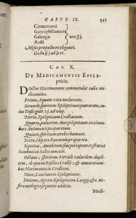 Cap. X. De Medicamentis Epilepticis.