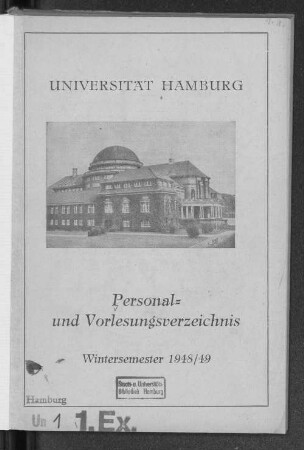 WS 1948/49: Personal- und Vorlesungsverzeichnis // Hamburgische Universität
