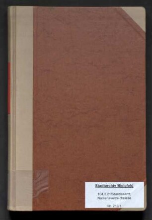 Namensverzeichnis zum Heiratsregister Sieker, 1909 - 1930