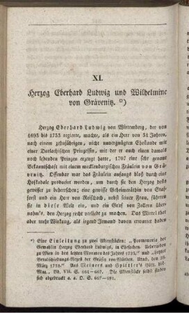 XI. Herzog Eberhard Ludwig und Wilhelmine von Grävenitz
