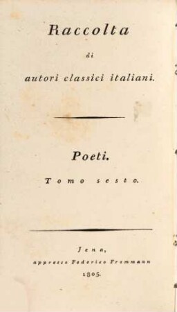 Raccolta di autori classici italiani : Poeti, 6