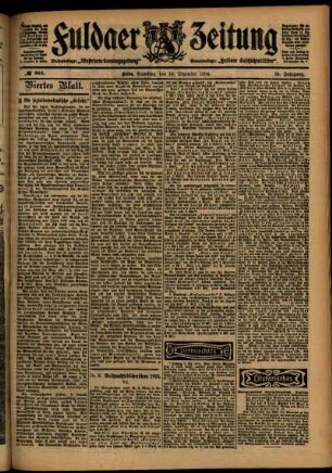 Vierte Ausgabe vom Samstag, den 10. Dezember 1904.