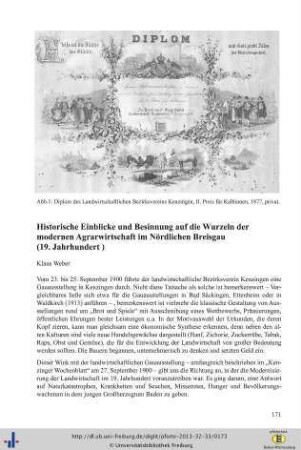 Historische Einblicke und Besinnung auf die Wurzeln der modernen Agrarwirtschaft im Nördlichen Breisgau (19. Jahrhundert)
