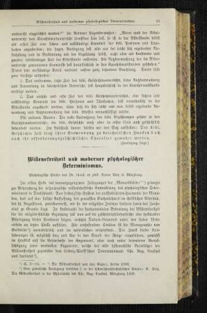 Willensfreiheit und moderner psychologischer Determinismus : psychologische Studie