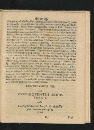 Controversia VII. De Consequentiis Scripturae S.
