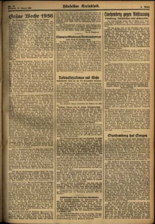 Zweite Ausgabe vom Mittwoch, den 22. Januar 1936.