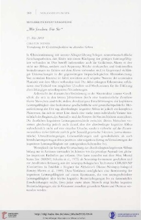 Veränderung der Gedächtnisfunktion im alternden Gehirn