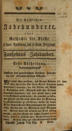 Die christlichen Jahrhunderte, oder Geschichte des Christenthums, in seinem Ursprung und Fortgange, 7