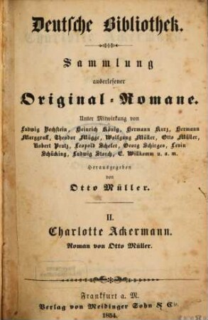 Charlotte Ackermann : ein Hamburger Theater-Roman aus dem vorigen Jahrhundert
