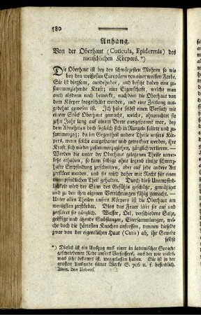 Anhang. Von der Oberhaut (Cuticula, Epidermis) des menschlichen Körpers.